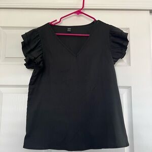 Elegant Black Ruffle Sleeve Top